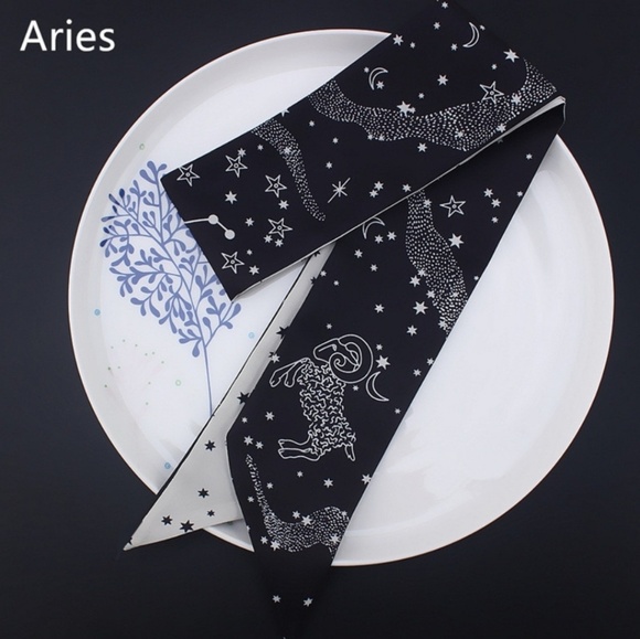 Aries Zodiac Sign Silk Twilly Scarf - Picture 2 of 6